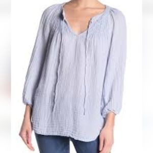 Michael Stars smocked yoke peasant top in soft grey, worn once in medium